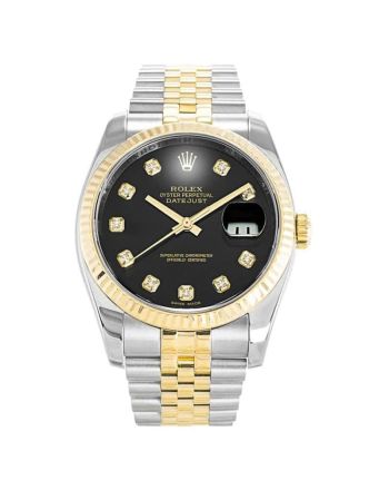 Rolex Datejust 116233 Two Tone Black Mens 36MM